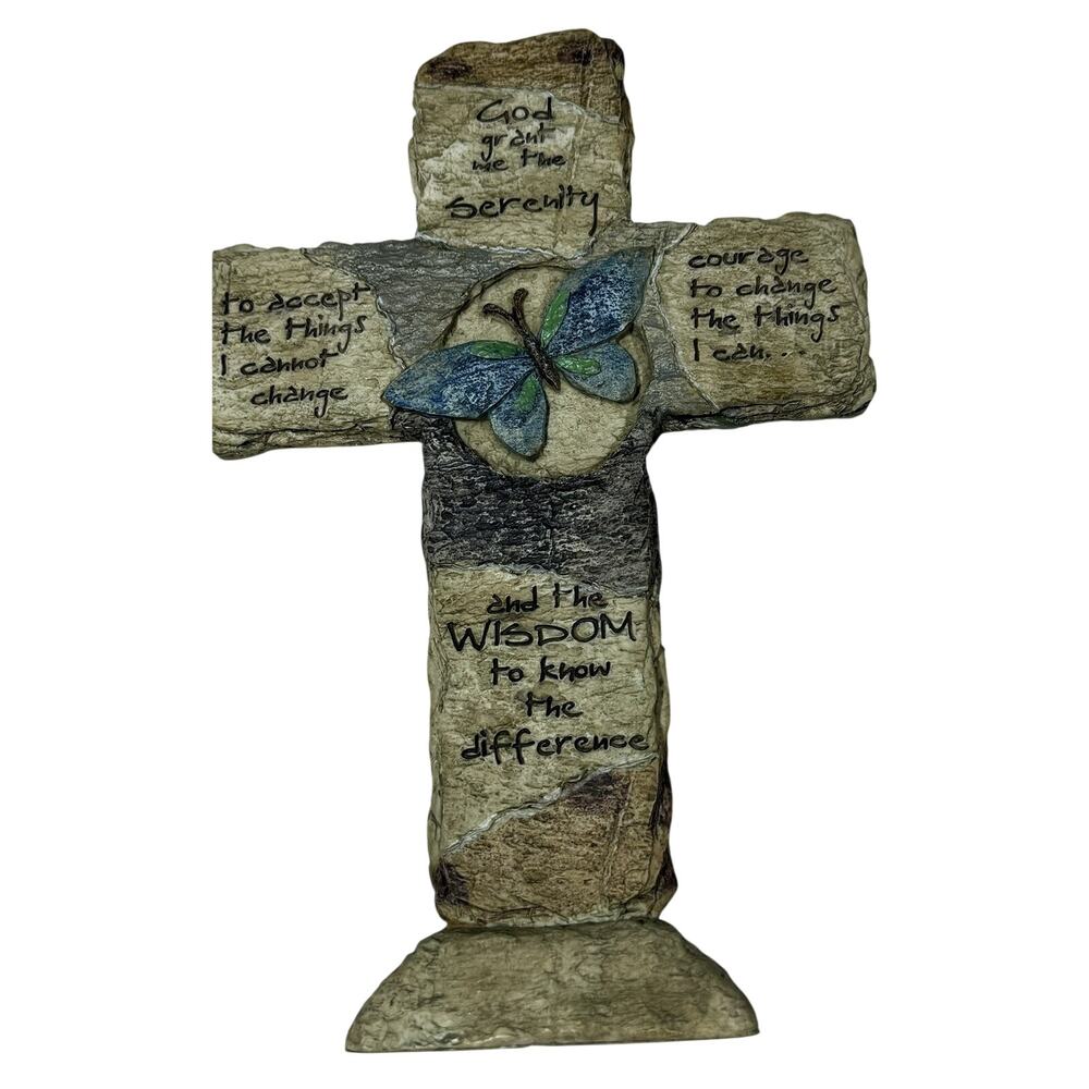 3D RESIN CROSS OF CHRIST "God Grant Me The Serenity..." Standing Cross - Picture 2 of 15